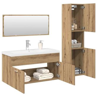 Berkfield Home 4 Piece Bathroom Furniture Set Artisan Oak Engineered Wood in Brown