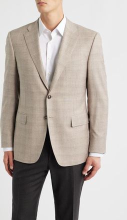 Canali Siena Regular Fit Windowpane Plaid Super 150s Wool Sport Coat in Beige at Nordstrom, Size 40 Us