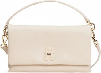 Tommy Hilfiger Modern Turn Lock Convertible Crossbody Bag - Dames - Handtassen - Beige - ONE Size - Leer - Tassen