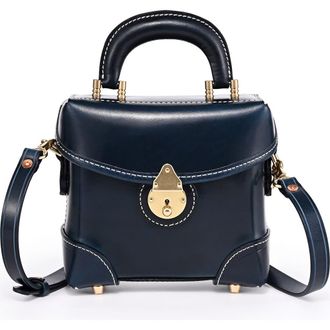 OLD TREND Azalea Genuine Leather Vintage Box Crossbody in Navy at Nordstrom