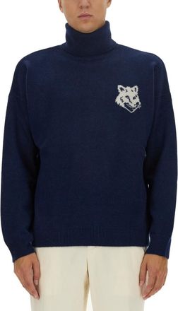 Maison Kitsun&eacute; Navy Blue Knitted Sweater