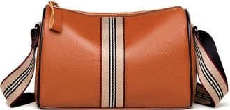 Generic Cow Leather Crossbody Bag for Women Small Cylinder Purse Fashion Barrel Shoulder Bag Casual Commuter Bags (Yellow)