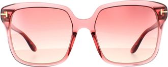 Tom Ford Rectangle Womens Shiny Pink Bordeaux Gradient Sunglasses - One Size