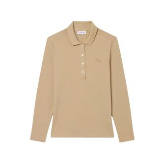 Lacoste Polo Slim Fit in Petit Piqu&eacute; di Cotone Stretch - - Tops - Donna - Beige - 4XS