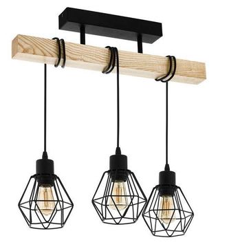 Eglo Eglo - L&aacute;mpara De Techo 55x36x20 Cm De Metal Negro Con Soporte De Madera 220-240 V Ip20 Townshend 5