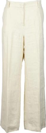 Max Mara Linnen Broek - Dames - Wijde Broeken - Beige - S - Linnen - Broeken