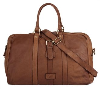 Forty Degrees Reisetasche FORTY, Damen, Gr. B/H/T: 53cm x 30cm x 20cm onesize, braun (cognac), Leder, leicht gl&auml;nzend, unifarben, Taschen Reisetasche, echt Leder, M