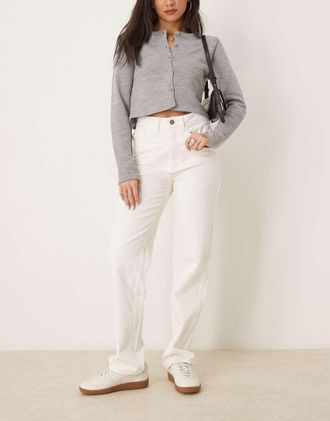 Vila Kelly - Jeans a fondo ampio bianchi a vita alta-Bianco