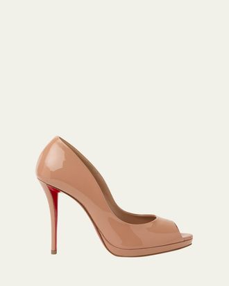 Christian Louboutin 120mm Lady Z Patent Leather Peep-Toe Pumps