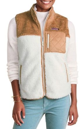 Vineyard Vines Mixed Media Zip Vest in Marshmallow at Nordstrom, Size Xx-Small