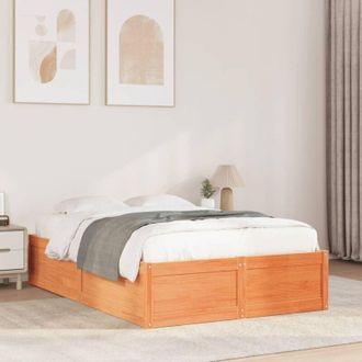 vidaXL Vidaxl - Estructura De Cama Sin Colch&oacute;n Madera Maciza Marr&oacute;n 135x190 Cm