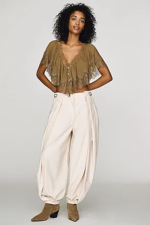 Ronny Kobo Devi High-Rise Barrel-Leg Pants