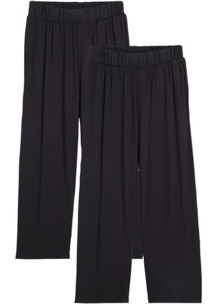 Bonprix Jerseyhose BONPRIX 7/8- Shirthose, High-Waist, 2er-Pack, Damen, Gr. 48/50 (XL), N-Gr, schwarz (schwarz, schwarz), Obermaterial: 95% Viskose, 5% Elasth
