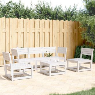 vidaXL Juego De Sof&aacute;s De Jard&iacute;n 5 Piezas Madera Maciza De Pino Blanco Vidaxl