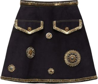 Versace Geborduurde Su&egrave;de Minirok - Dames - Korte rokken - Zwart - S - Su&egrave;de - Rokken