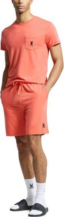 Psycho Bunny Jersey Lounge Short Emboroidered Shorts In Hot Coral
