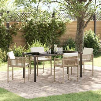 vidaXL Conjunto De Comedor De Jard&iacute;n 5 Pcs Beige Rat&aacute;n Sint&eacute;tico Vidaxl