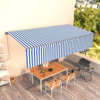 vidaXL Vidaxl - Toldo Autom&aacute;tico Retr&aacute;ctil Con Persiana 6x3 M Azul Y Blanco