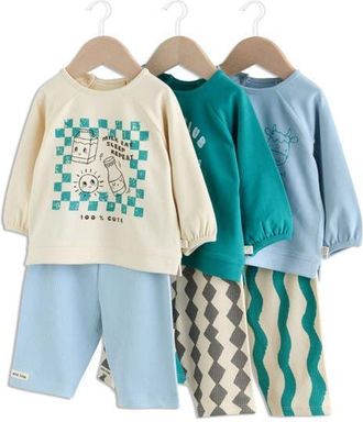 Next 6-Pack Milk Club Assorted Sweatshirts & Leggings Set in Green at Nordstrom, Size 9-12M
