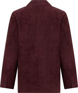 Max Mara Womens Suede Jacket Dark Ruby Lambskin Leather