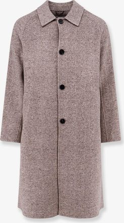 Amaranto Cappotto monopetto in misto lana e cashmere con motivo spigato - AMARANTO - gender_Man