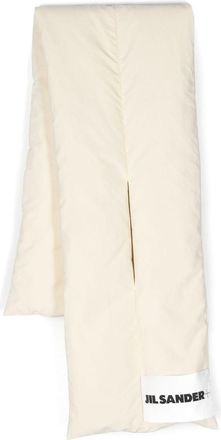 Jil Sander logo padded scarf - men - Feather Down/Polyester/Polyester - One Size - Neutrals