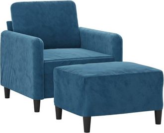 vidaXL Sill&oacute;n Con Taburete Terciopelo Azul 60 Cm Vidaxl