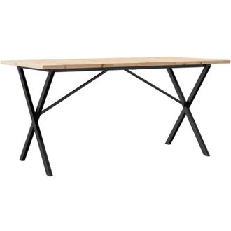 vidaXL Mesa De Comedor Marco X Madera Maciza Pino Acero 140x80x75,5 Cm Vidaxl