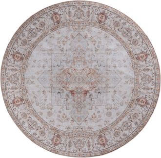 Safavieh Alfombra tradicional de poli&eacute;ster gris/naranja, 244 cm