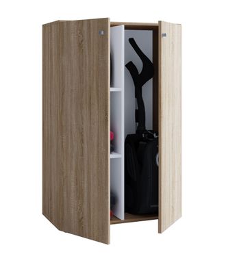 ebuy24 Vcm Gabinete De Escoba De Madera 4 Compartimentos Gabinete Para El Hogar Dimensiones: An. 70 X Al. 111 X T. 38 Cm 2 Puertas Giratorias - Lona L (sonom
