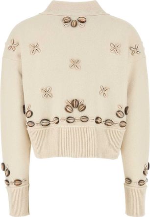 Alanui Womens Dream Cardigan Beige Silk Nylon