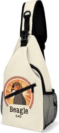 Generic Beagle Dog Dad Mens Shoulder Bags Sling Crossbody Backpack Travel Hiking Chest Bag with Small Side 38x20cm