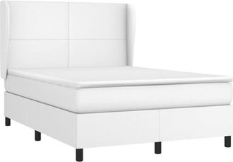vidaXL Vidaxl - Cama Box Spring Con Colch&oacute;n Cuero Sint&eacute;tico Blanco 140x190 Cm