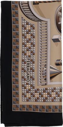 Ferragamo Zijden sjaal met print - Beige