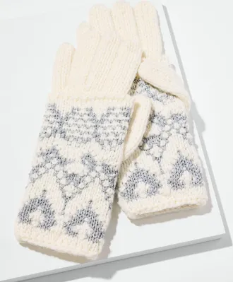 Talbots Sparkling Fair Isle Gloves - Ivory - 001 Talbots