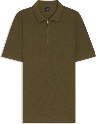 HUGO BOSS Mens Hugo Boss H-Paras 120 Zip-Neck Polo Shirt in Green