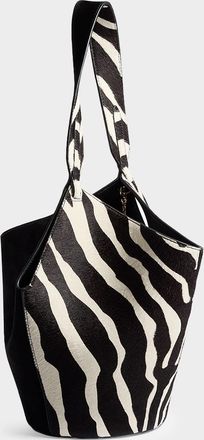 Khaite Lotus Mini Zebra-Print Calf Hair and Leather Tote Bag