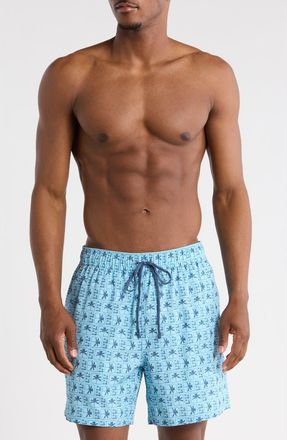 Rainforest Palm Grid Swim Trunks in Sky Blue Combo at Nordstrom Rack, Size X-Large