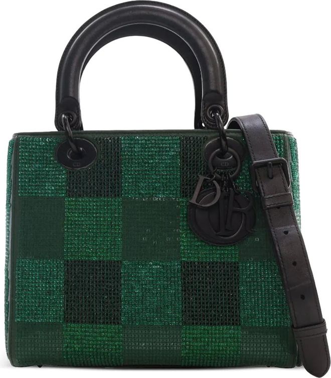 Dior Borsa a tracolla Checkered Lady Dior media in pelle di