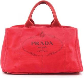 Prada Pre-owned Tote Bags, female, Red, Size: ONE SIZE Pre-owned Vintage Canvas Tote Bag