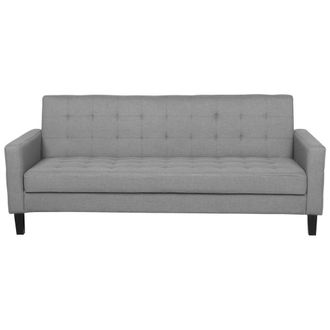 Beliani Sof&aacute; Cama Tapizado Gris Claro 3 Plazas Acolchado Click Clack Vehkoo