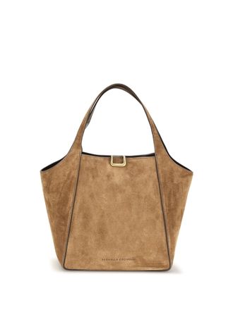 Brunello Cucinelli Womens Bucket Bag Caramel Suede Calf Leather Shoulder
