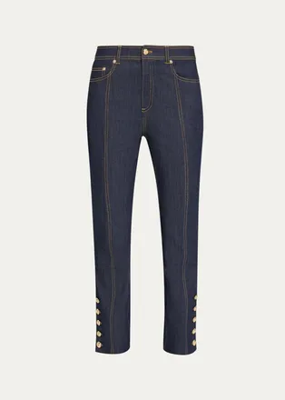 Cinq &agrave; Sept Maggie Button-Embellished Bootcut Jeans