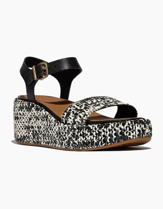 FitFlop Womens Fitflop Platfforms Wedge Faux Suede Womens Black/Ivory Sandals - Size: 7