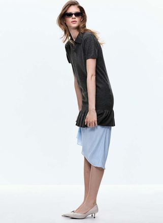 Mango Vestito maglia collo polo grigio antracite - Donna - XS - MANGO