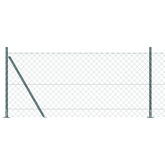 Berkfield Home Chain Link Fence with 7 Flanged Posts 0.8x10 m Galvanised Steel in Green