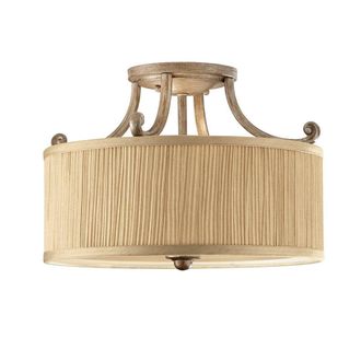 Netlighting Abbey 3 Light Semi Flush Ceiling Light Silver Sand with Shade E27