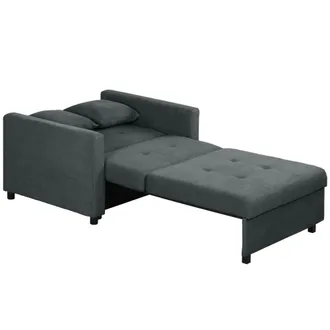 HOMCOM Homcom - Poltrona Letto Con 2 Cuscini E Spazio A Scomparsa Marrone Grigio