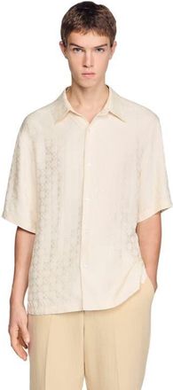Sandro Square Cross loose-fit shirt in White at Nordstrom, Size Xx-Large