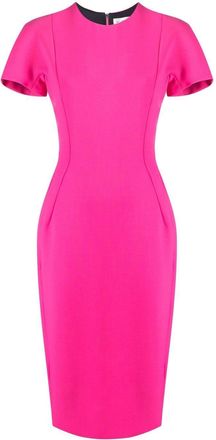 Victoria Beckham short-sleeve tailored midi dress - women - Polyamide/Elastane/Polyester/Virgin Wool - 14 - Pink